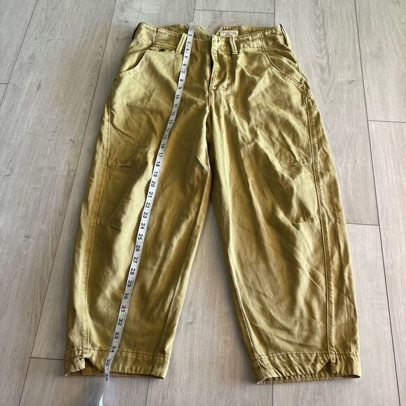 Pilcro and the Letterpress Pants Womens 28 Green Crop Button Fly - Picture 2 of 11